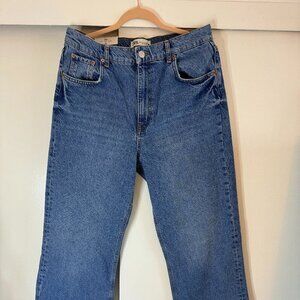 Zara The 90s Full Length Wide Leg Raw/Split Hem Jeans NWT *Excellent Condition*